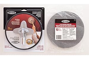 Hyde 9-Inch Radial Sander Kit with 10-Pack Sanding Discs, Sanding Net, 240 Grit - Large Area Pivoting Hinge, Drywall Sanders with Fast Change Hook and Loop, Lightweight