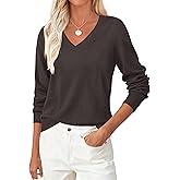 PRETTYGARDEN Women's V Neck Sweaters 2026 Fall Casual Long Sleeve Classic Pullover Cozy Knit Tops Loose Basic Winter Clothing