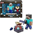 Mattel Minecraft Diamond Level Steve Action Figure with 3 Accessories, 5.5-in Collector Scale & Pixelated Design