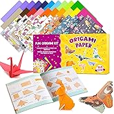 Pigipigi Kids Craft Origami Paper Kit for Kids Ages 5-8 8-12, with Guiding Book, 160 Sheets DIY Art and Crafts Supplies, Colorful Folding Papers Set Projects Gifts Activity for Boy Girl Toy(Forest)