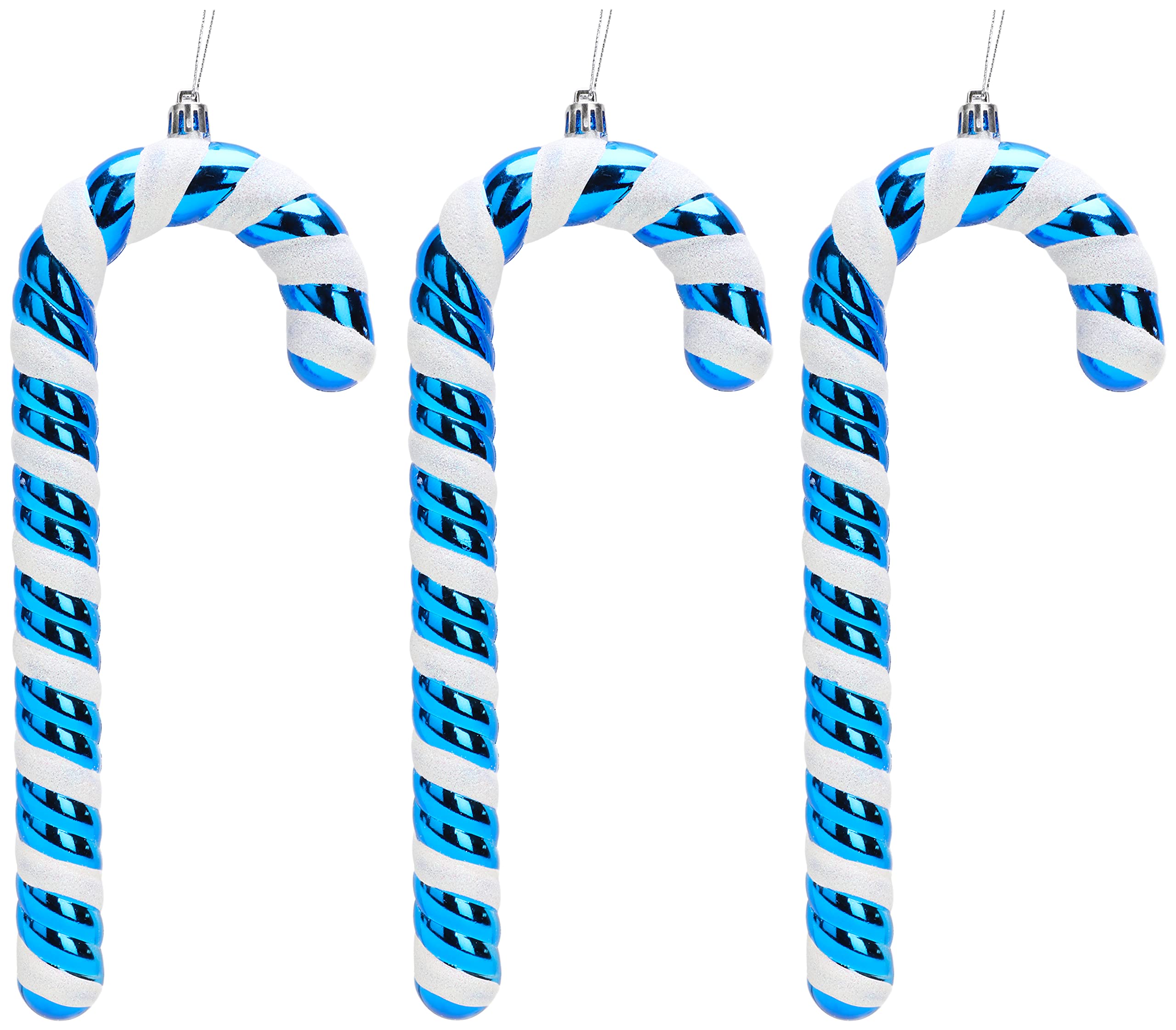Christmas Concepts® Pack of 3–250mm (10") Extra Large Candy Cane Baubles – Shiny & Glitter Decorated – Christmas Decorations (Royal Blue)