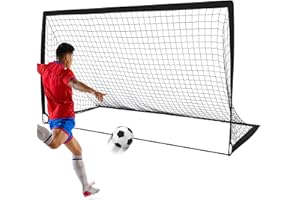 TOBWOLF 9x5FT Soccer Goal, Quick Assembly Portable Soccer Training Goal Practice Net, Black Foldable Pop Up Backyard Soccer G