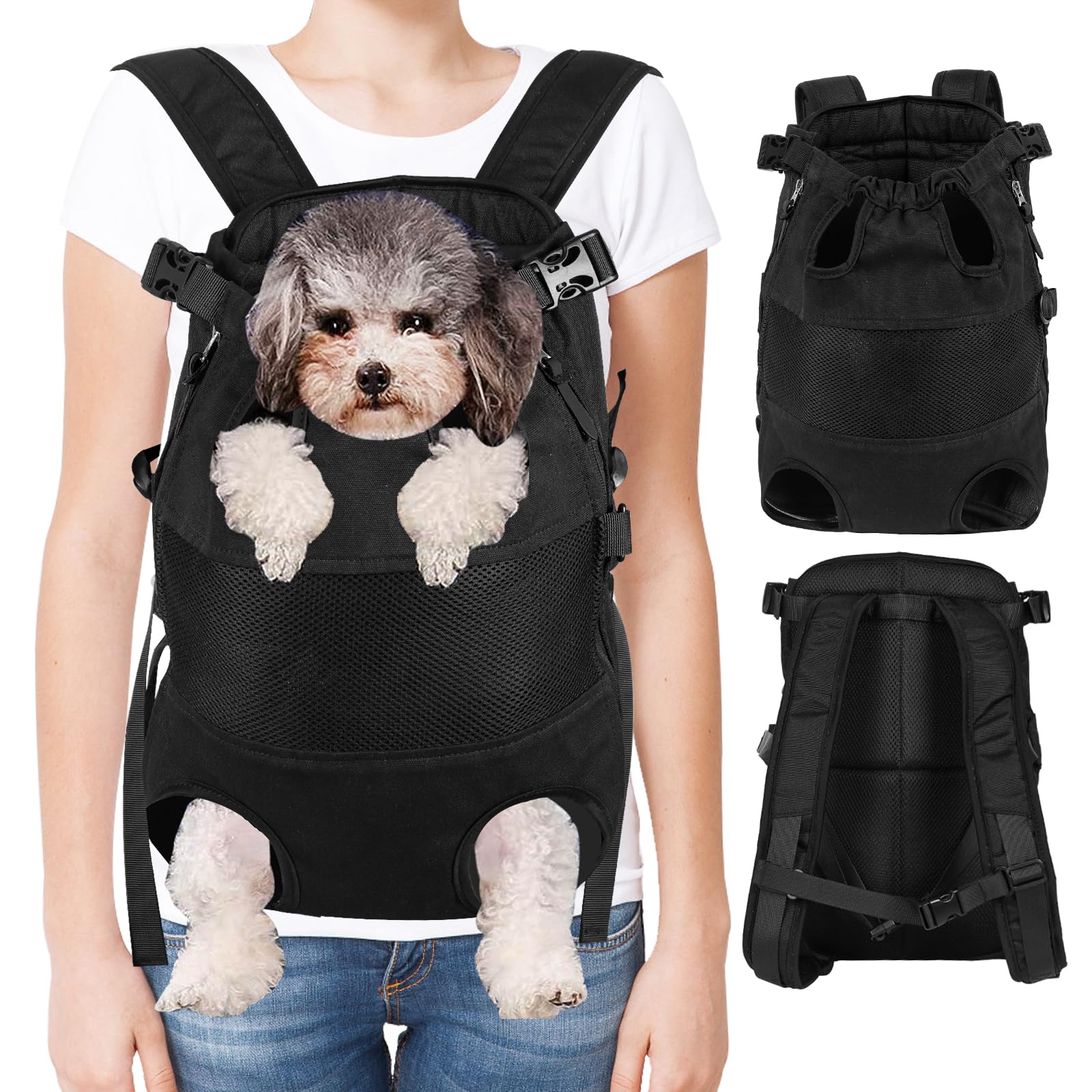 Photo 1 of Dog Carrier Backpack - Legs Out Front - Facing Pet Carrier Backpack for Small Medium Large Dogs, Airline Approved Handsa - Canvas Mesh Free Cat Travel Bag (Small)