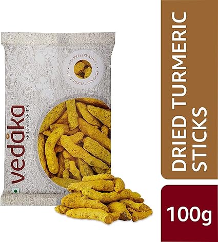 Amazon Brand-Vedaka Dried Turmeric Sticks (Haldi), 100g