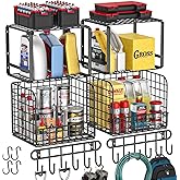 TomCare 2 Pack Garage Shelving Heavy Duty Garage Storage Shelves with Wire Baskets Laundry Room Shelves Wall Mounted shelving Tool Organizer for Shed Garden Kitchen Organization and Storage