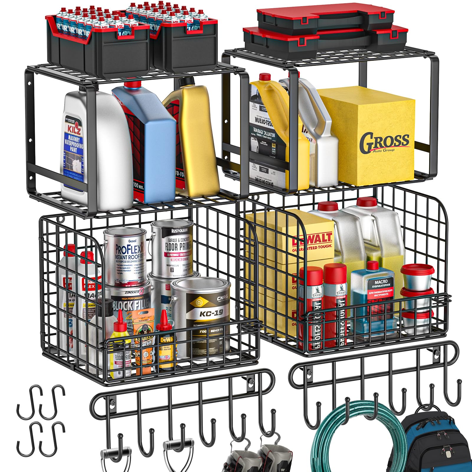TomCare 2 Pack Garage Shelving Heavy Duty Garage Storage Shelves with ...
