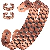 FASCIO Pure Copper Bracelet for Men Women with Healing Magnets,Adjustable Size Bangles with box