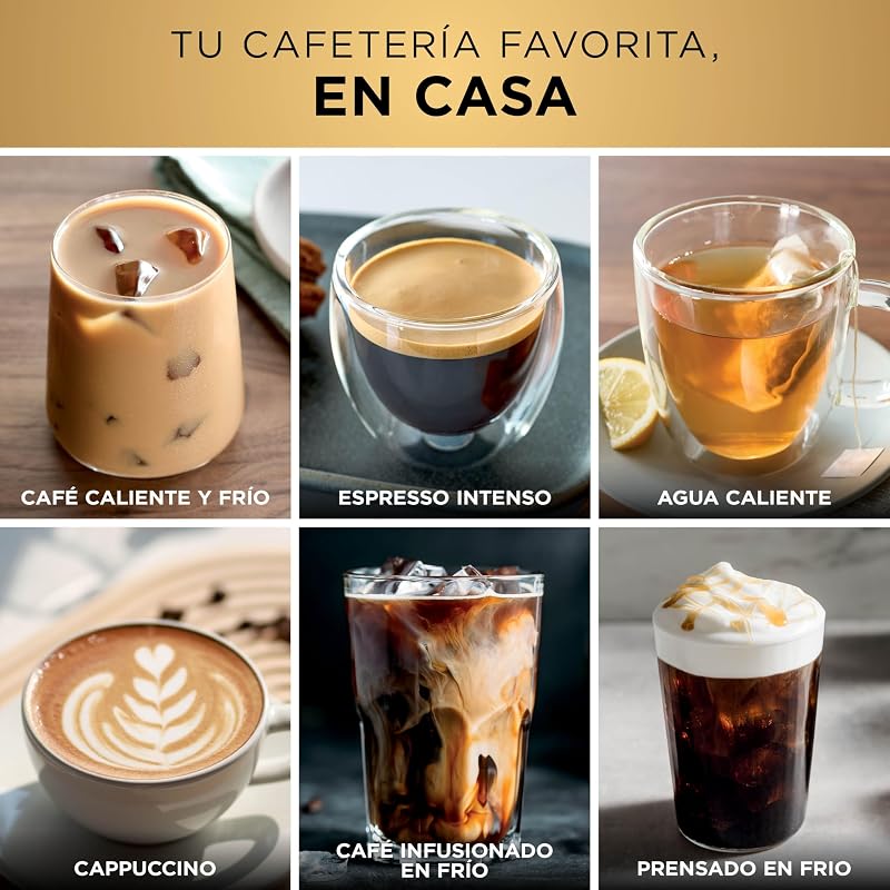 Luxe Pro, Cafetera 3 en 1, con Molinillo y Espumador, Plata