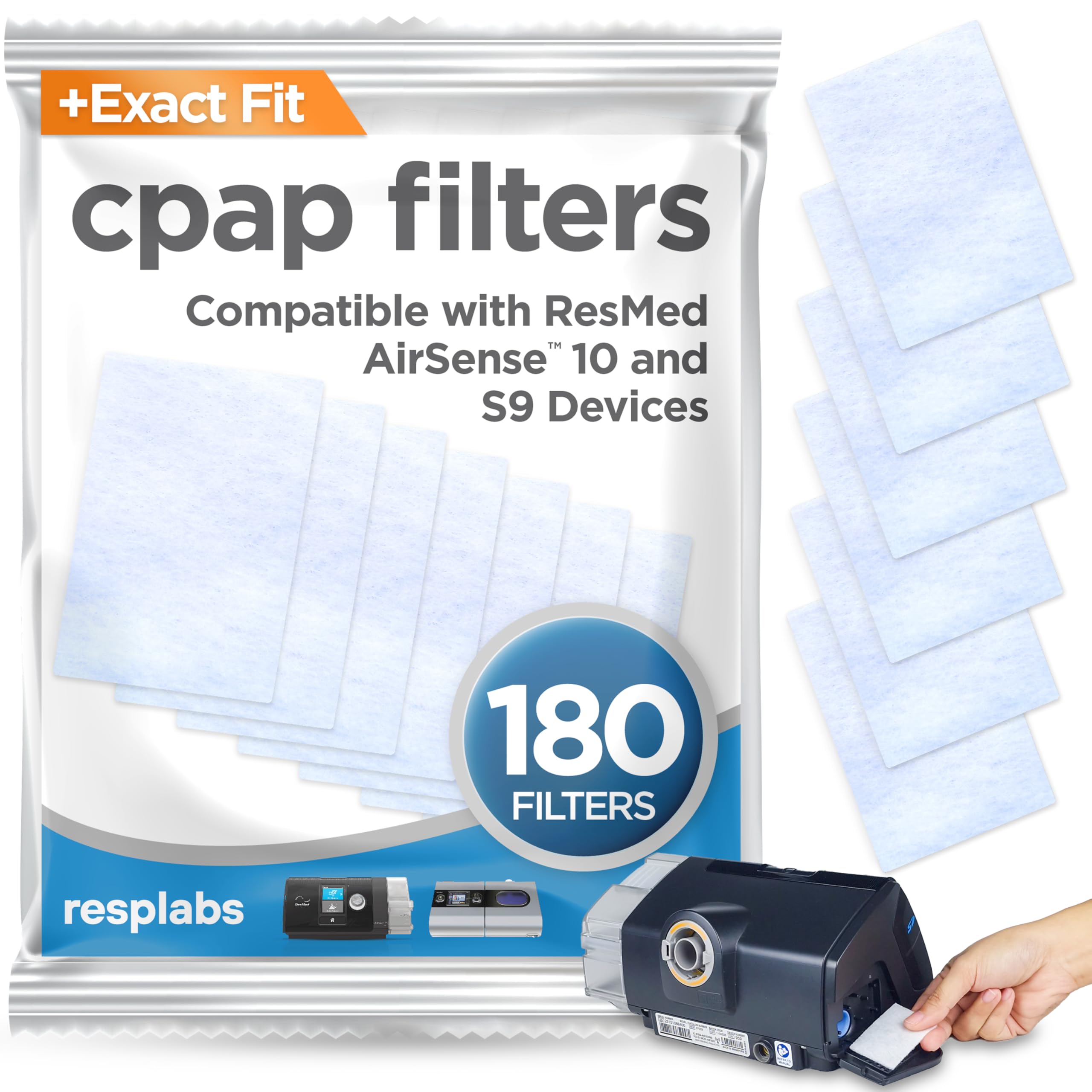 resplabs CPAP Filters for ResMed AirSense 10 and AirCurve 10-180 Pack Disposable Replacement Filters - Also Fits S9 Series - 3+ Year Supply