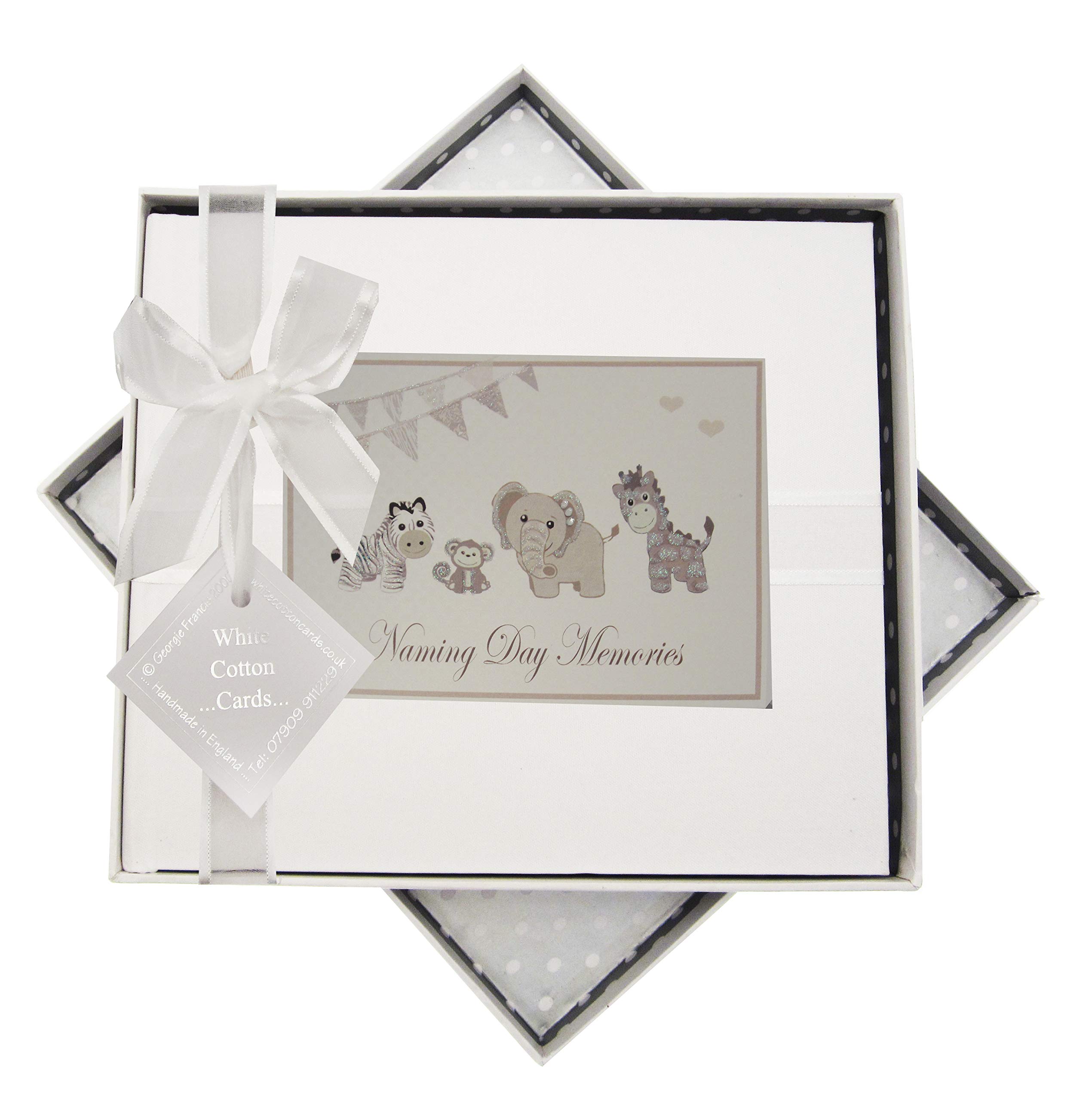 White Cotton Cards NDST3"Naming Day Memories" Cute Animals Toys Design Guestbook
