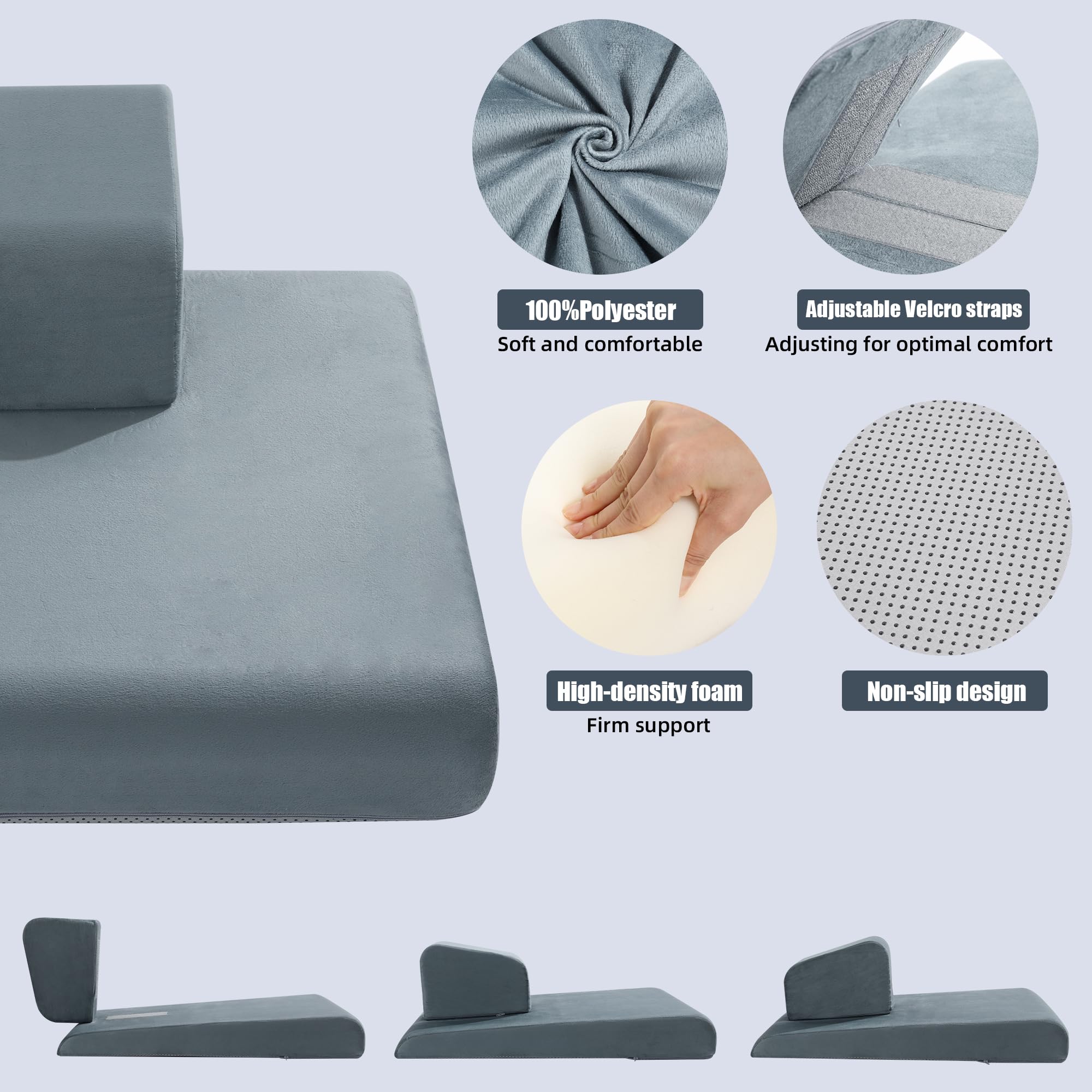 BALAPET Meditation Cushion Foam Meditation Pillows for Sit on Floor, Large Yoga Pillow,Ergonomic Meditation Cushion with Adjustable Cushions for Hip and Knee Support for Comfortable Kneel or Sit - Image 3