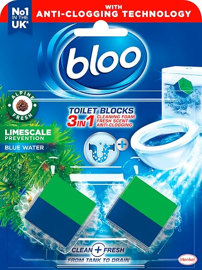 Bloo New 3in1 Toilet Blocks Pack of 2 - Limescale Remover & Freshener