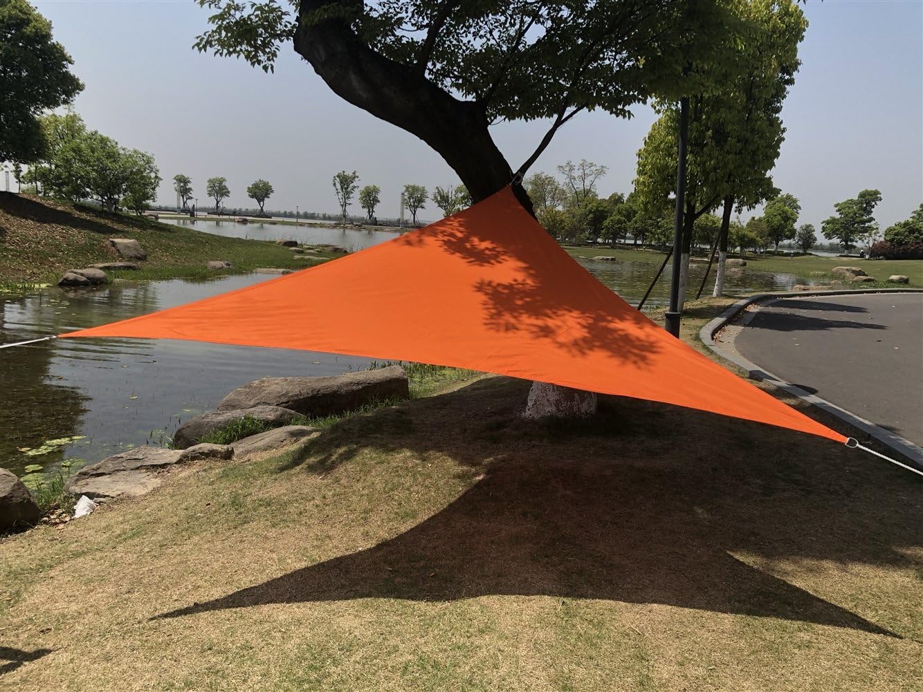 Voile D'ombrage Triangulaire 5x5x5 M – Protection UV 95%, Imperméable, Avec Kit De Fixation, Pour Terrasse, Jardin, Pergola