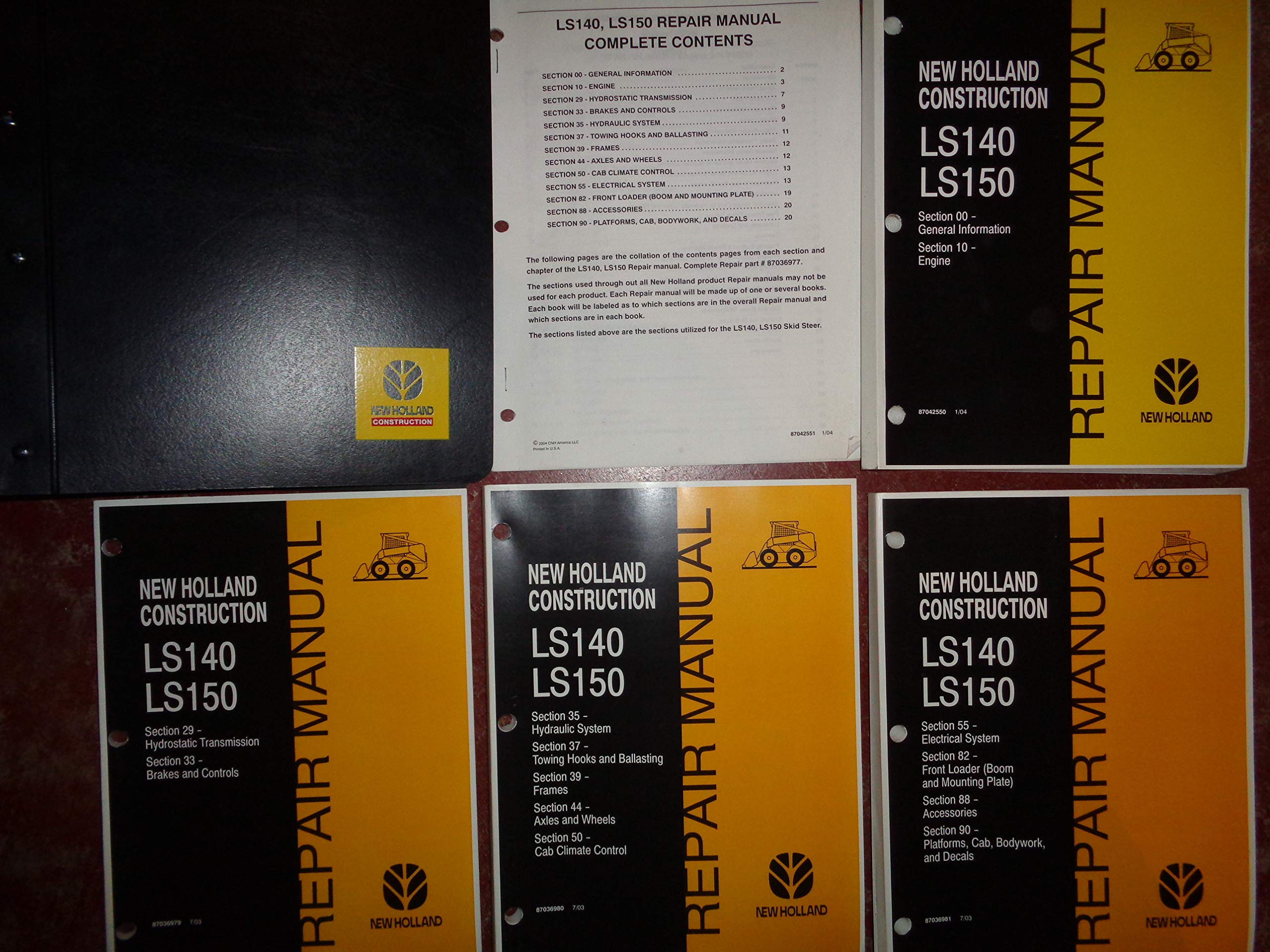 New Holland LS140 LS150 Skid Steer Loader Service Repair Manual Set and  Binder 1/04 Paperback – 2003