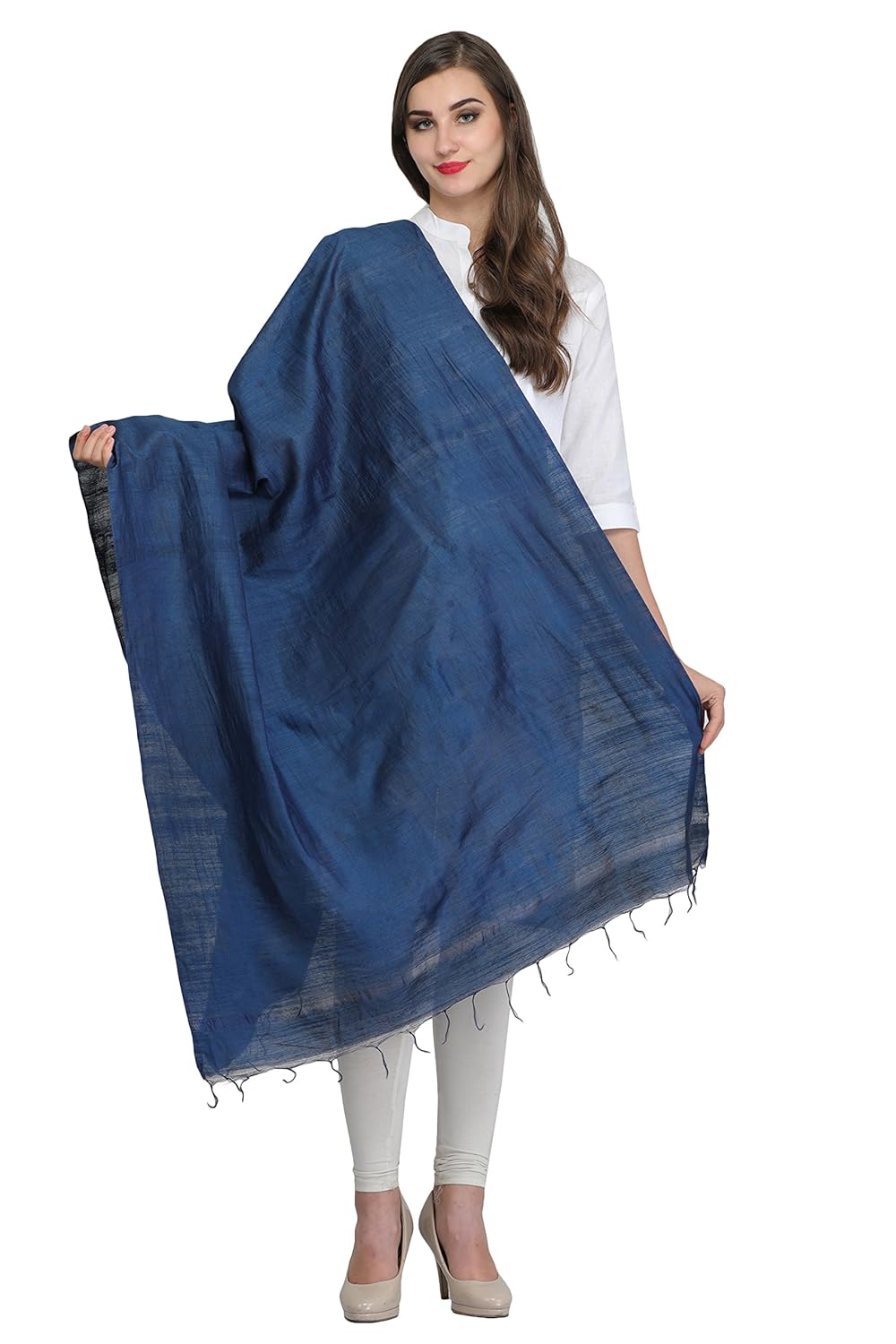 aksara women's rayon dupatta (da631, navy, free size)