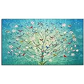 Arttown Birds Door Mat, 17 x 30 Inch Colorful Birds and Blue Tree Welcome Doormat Decorative Home Floor Mat, Non Slip Rubber 
