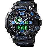 Gosasa Men's Large Face Outdoor Sports Watches Military S-Shock Watch Waterproof, Backlight, Alarm, Stopwatch Features - Rugged Wristwatch for Training, Hiking, and Adventure