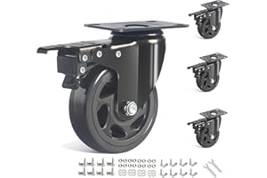 YAEMIKY Caster Wheels 2000lbs,4 inch Swivel Casters Set of 4 Heavy Duty,Double Ball Bearing Plate Caster Wheels for Cart,Workbench,Cabinets（AB Brake/Black）