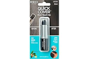 RED by Kiss Quick Cover Root Touch Up Stick, Water-Resistant Temporary Gray Hair Concealer with Brush for Roots and Beard, Long-Lasting Coverage, Easy Application (1 Pack, Black)
