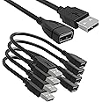 SaiTech IT 4 Pack (15cm - 6inch) Adjustable Flexible USB 2.0 Male to Female Extension Plug / Socket Adapter Cable - Worlds Sh