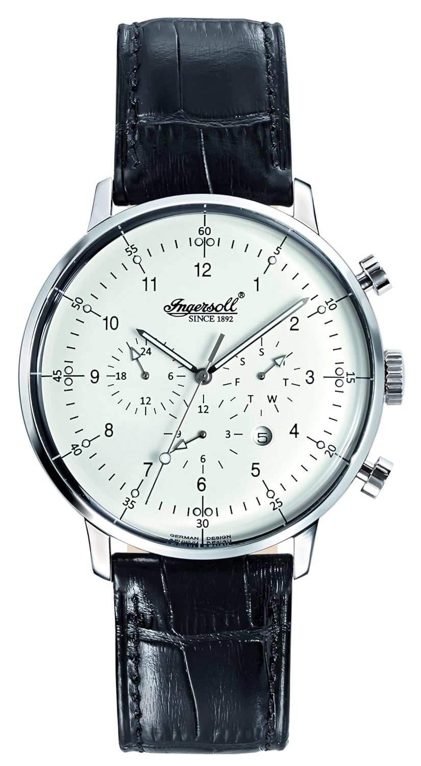 Ingersoll Men's Automatic Watch with White Dial Chronograph Display and