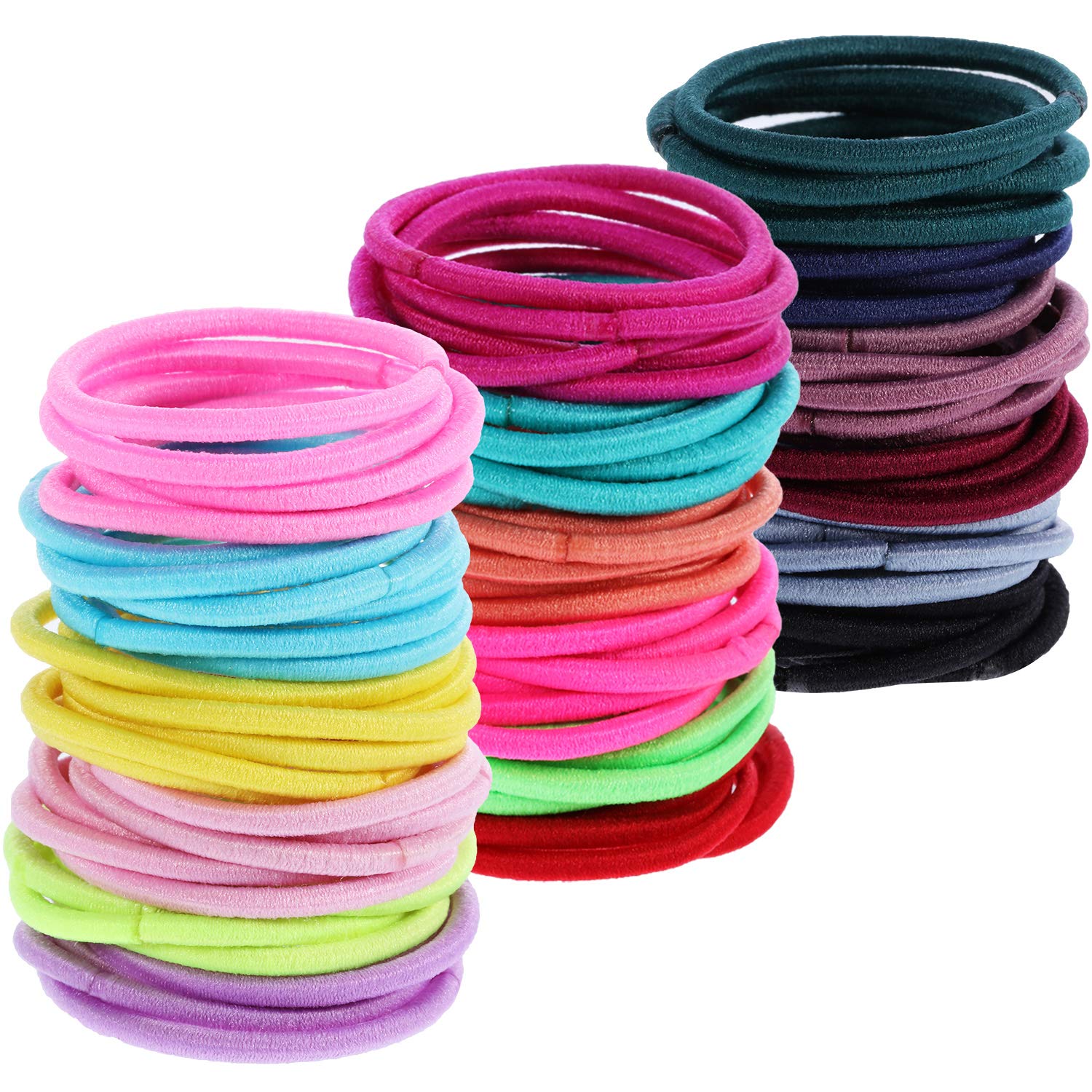 200 Pieces Multicolor Tiny Baby Girls Hair Ties No Crease Hair Bands Bulk Elastics Ponytail Holders (2.5 cm in Diameter, 2 mm, Multicolor-B)