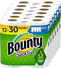 Bounty Quick-Size Paper Towels, White, 12 Family Rolls = 30 Regular Rolls (Packaging May Vary)