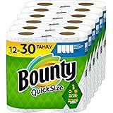 Bounty Quick-Size Paper Towels, White, 12 Family Rolls = 30 Regular Rolls