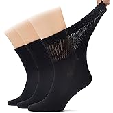 Hugh Ugoli Men's Cotton Diabetic Ankle Socks, Wide, Loose, Stretchy, Seamless Toe, Non Binding Top, Semi Cushion, 3-6 Pairs