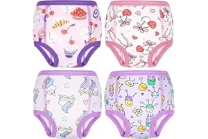 MooMoo Baby Cotton Potty Training Underwear 4 Packs Absorbent Reusable Training Pants for Girls 3T