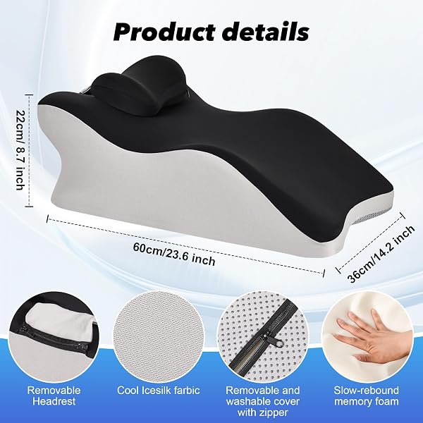 ADUKEN READING PILLOW FOR BED, ADULT MEMORY FOAM ERGONOMIC BACK SUPPORT PILLOW FOR SITTING UP, PRONE PILLOW FACE DOWN SLEEP, WEDGE PILLOW FOR BACK PAIN RELIEF