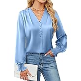BMJL Women's Blouses Dressy Casual Satin Silk Long Sleeve Shirts Business Casual Tops