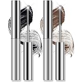 Waterproof Metal Wand Mascara, 2Pcs Fiber Curling Silver Stick Mascara Tube | Black Brown Tubing Mascara Volume and Length, Lengthening, Non Clumping, Long Lasting, Washable Iron Wand rimel for Women Set