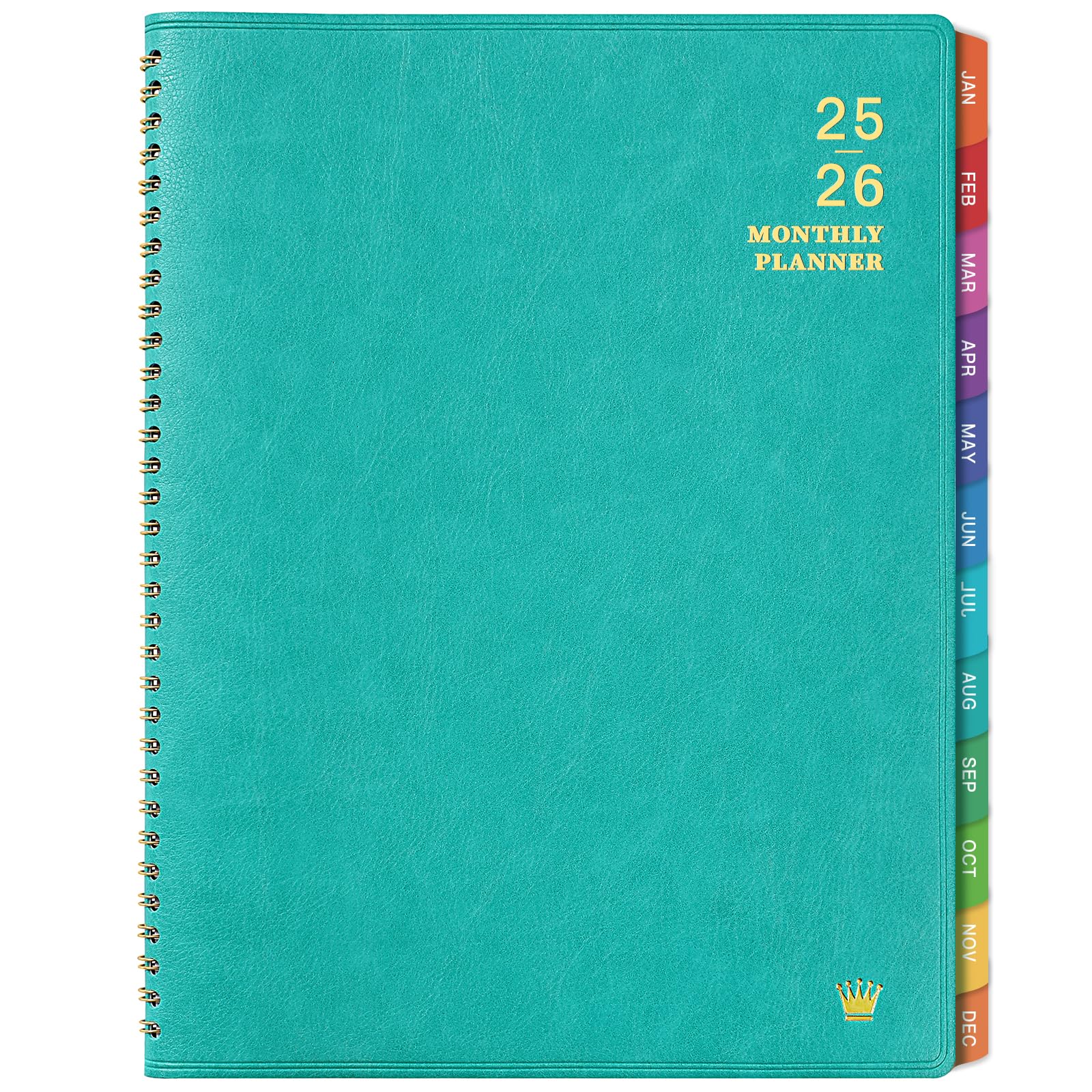 Photo 1 of 2025-2026 Monthly Planner - Jul 2025 - Dec 2026, 18 Months Calendar/Planner with Faux Leather, 8.86" x 11.4", 15 Notes Pages, Strong Twin - Wire Binding, Pocket, Monthly Tabs, Perfect Organizer- Green