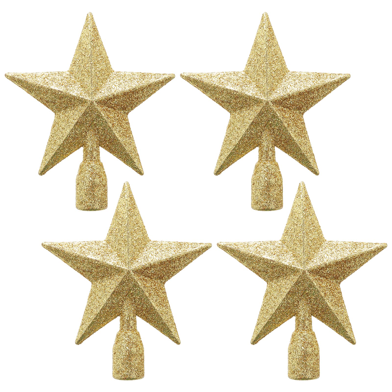 WLLHYF 4 Pack Glitter Star Christmas Tree Topper 4 Inches Sparkle Star Treetop for Holiday Ornament Home Decoration (Gold)