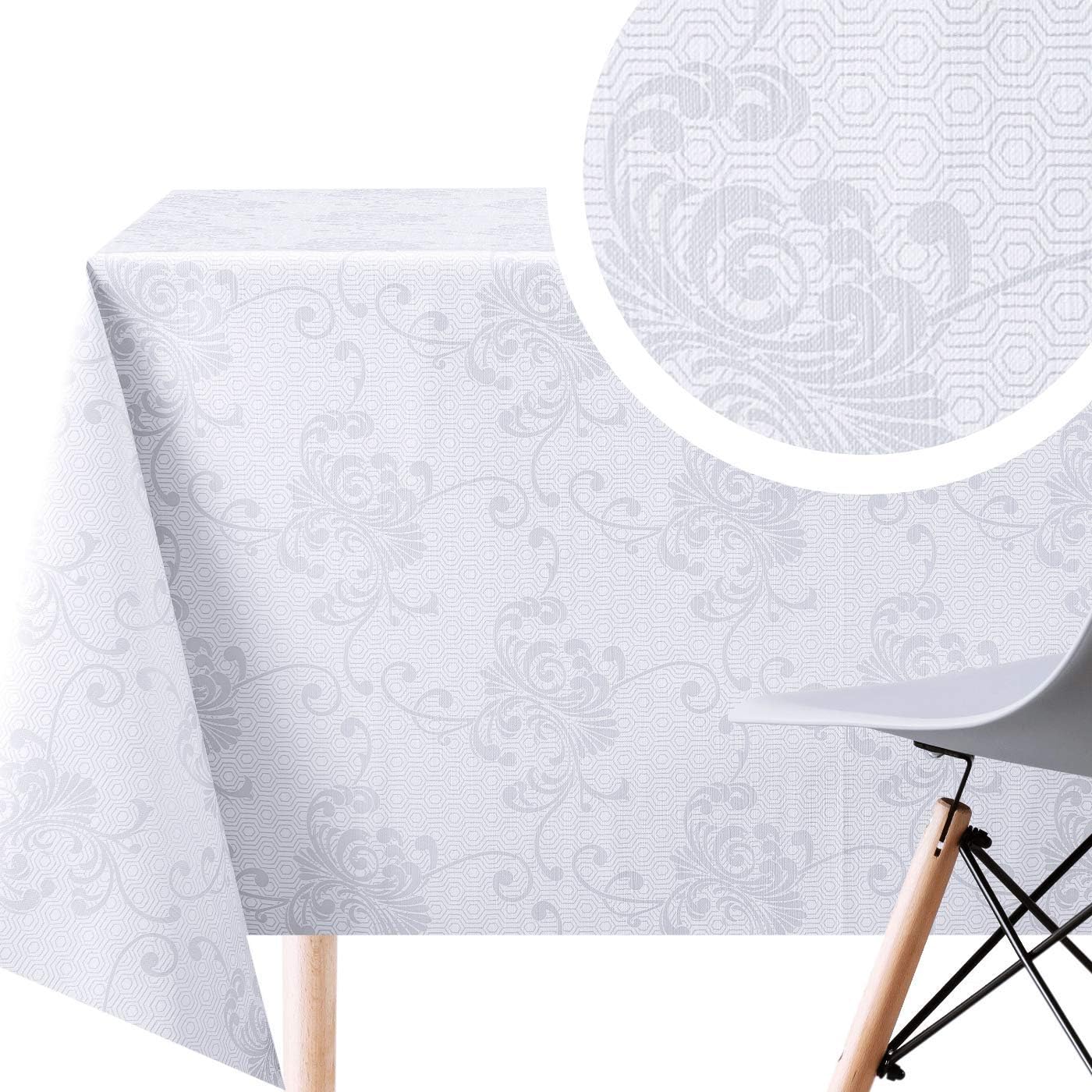 KP HOME Wipe Clean Tablecloth Cream With Beige PVC Table Cover