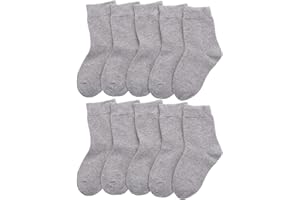 CHUNG Toddler Boys Girls 10 Pack Athletic Cotton Basic Crew Socks Anti Slip Autumn School Uniform Casual Sport