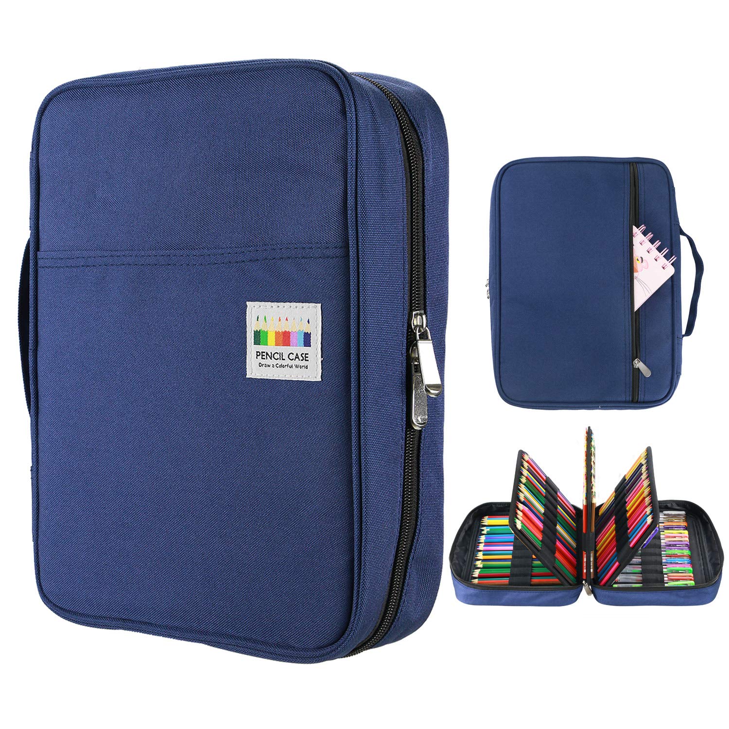 YOUSHARES 220 Slots Colored Pencil Case, 145 Slots Gel Pens fo Coloring Case Organizer, Handy Multilayer Color Pencil Holder for Glitter Gel Pens, Refills, Colored Pencils for Adults & Artist (Blue)