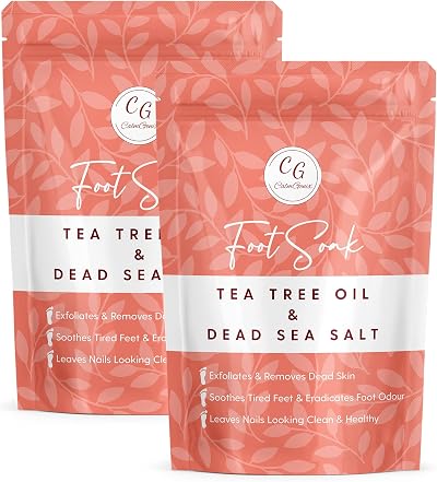CalmGenix Foot Soak Tea Tree Oil Dead Sea Salt Double Pack Nail Fungus
