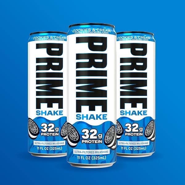 PRIME SHAKES, COOKIES & CREAM, 32G PROTEIN SHAKE FOR MUSCLE SUPPORT & RECOVERY, ULTRA-FILTERED MILK, LACTOSE FREE, LOW SUGAR, LOW CALORIE, READY TO DRINK, 11 FL OZ, 12 PACK