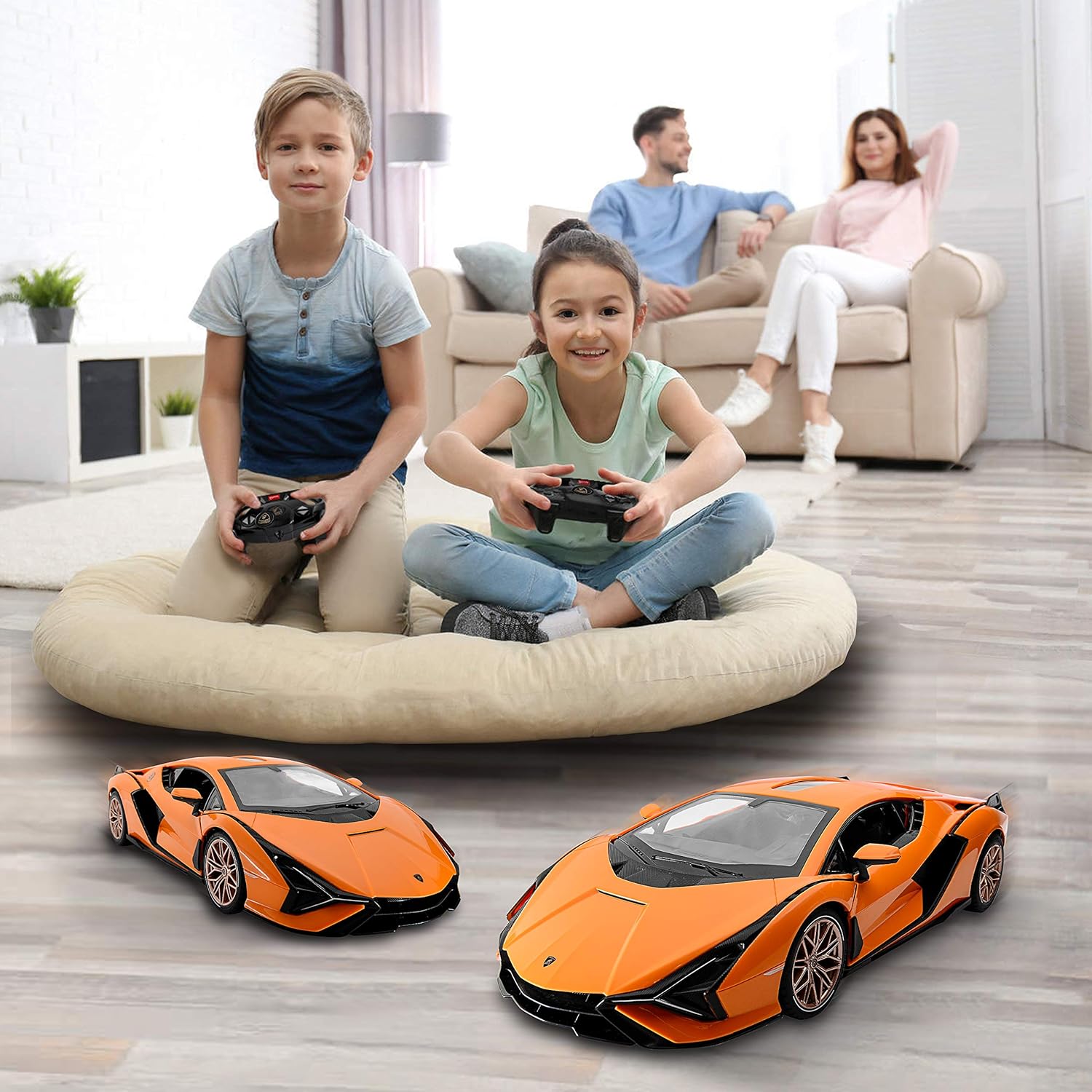 BEZGAR X RASTAR Licensed RC Series, 1:14 Scale Diecast Remote Control Car Lamborghini Sián FKP 37 Electric Sport Racing Hobby Toy Car Model Vehicle for Boys and Girls Teens and Adults Gift (Orange): Toys & Games
