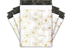 PRO SUPPLY GLOBAL 10x13 (100) Gold Floral Summer Designer Poly Mailers Waterproof Self Sealing Tear Resistant Polymailers Shipping Envelopes Premium Printed Bags For Small Businesses