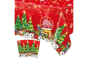 Fancy Land Christmas Tablecloths 3 Pack Merry Christmas Red Plastic Party Decorations 54 x 108 Holiday Party Table Cover Christmas Disposable Tablecloths
