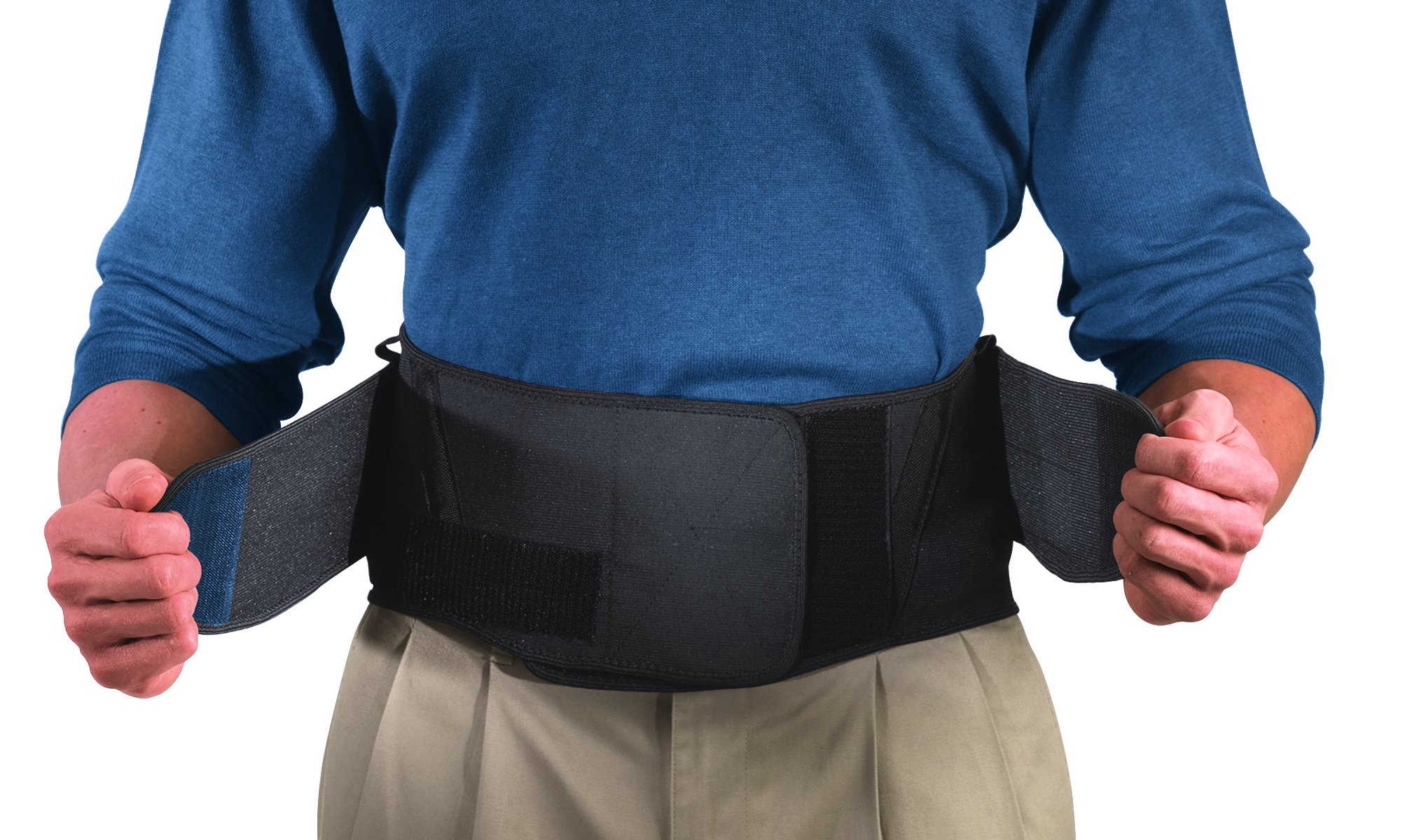 Mueller 255 Lumbar Support Back Brace With Removable Pad Black