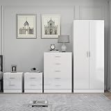 Reflect Bedroom Furniture Set - 2 Door Wardrobe, 5 Drawer Chest, 2 Bedside view 3