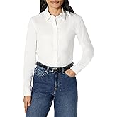 Amazon Essentials Women's Slim-Fit Stretch Poplin Button-Up Dress Shirt