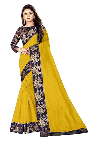 Womens Cotton Silk Saree With Jacquard Blouse Piece