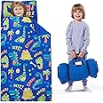 JOIEDOMI Toddler Nap Mat with Pillow & Blanket 55''*30'' for Kids Ages 3-7 Years Roll Up Nap Mat for Preschool Soft Kids Sleeping Bag for Boys Girls Kindergarten Daycare Sleepover