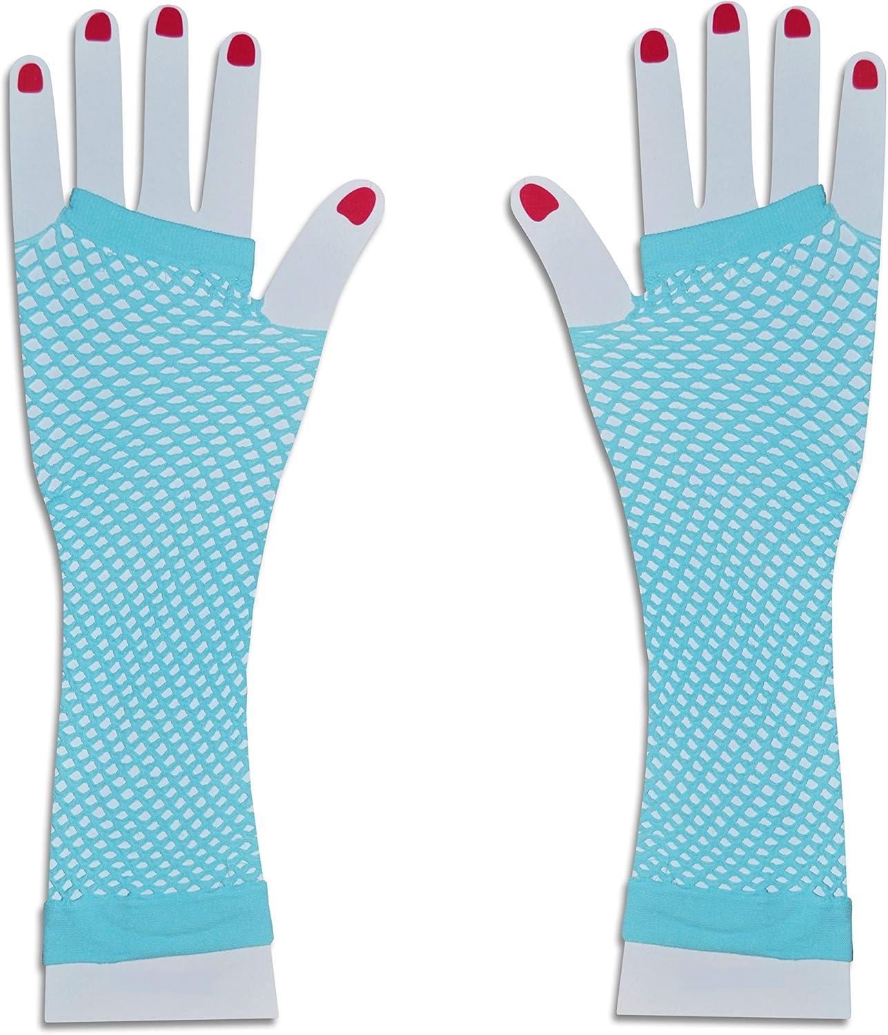 Komonee Baby Blue Fishnet Gloves Long Fingerless Arm Warmers