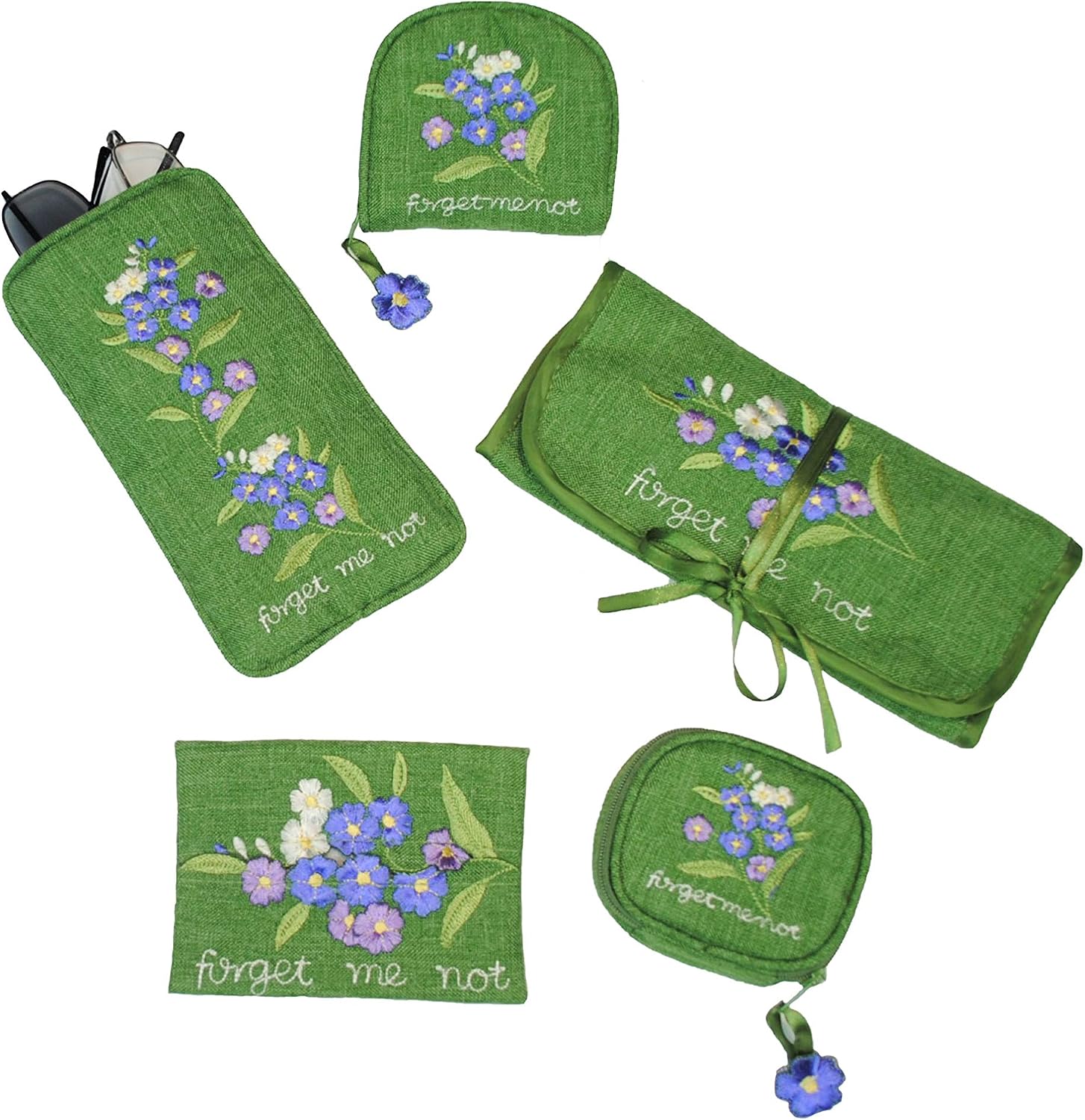 Justina Claire Double Spectacles Case in a Forget-me-Not Design, Purple, 17.5 x 10 cm (7 x 4") - Image 5
